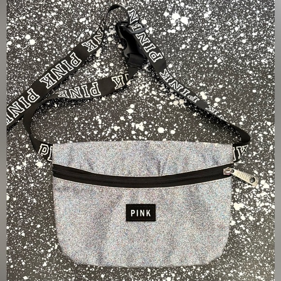 PINK Victoria's Secret Silver Sparkly Fanny Pack Bum Bag - Picture 1 of 5